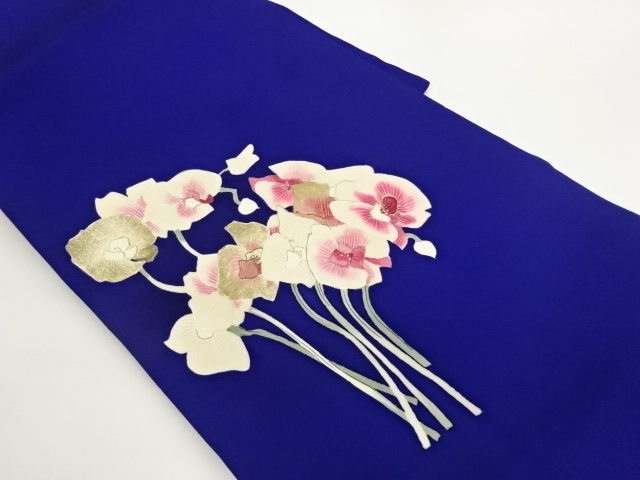 塩瀬金彩手描き花模様名古屋帯